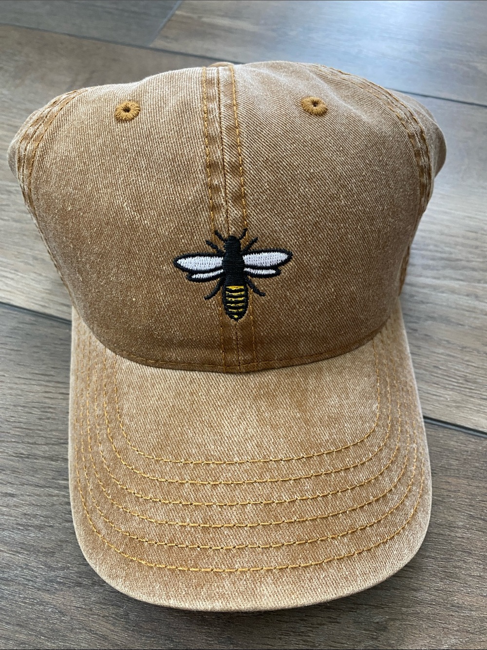 New Brown Bee Embroidered Cap